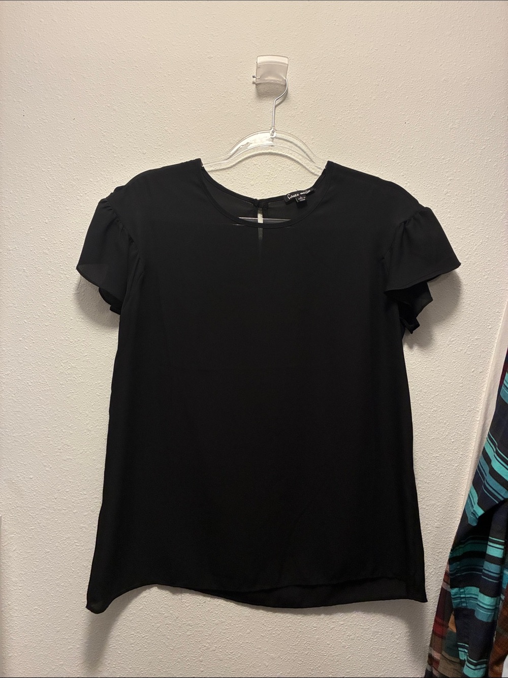 Black Ruffle Sleeve Top